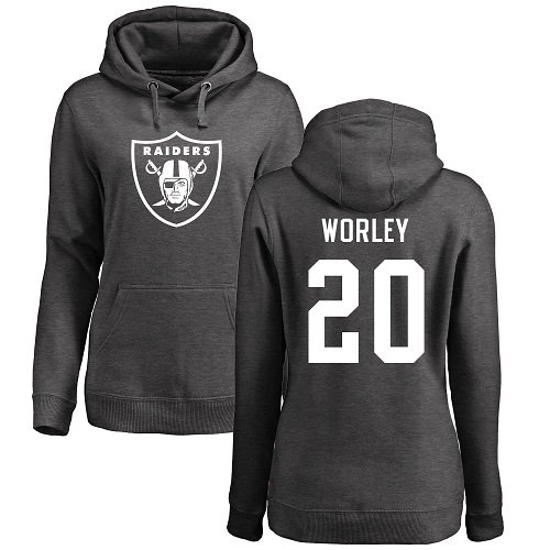 Men Oakland Raiders Ash Daryl Worley One Color NFL Football #20 Pullover Hoodie Sweatshirts